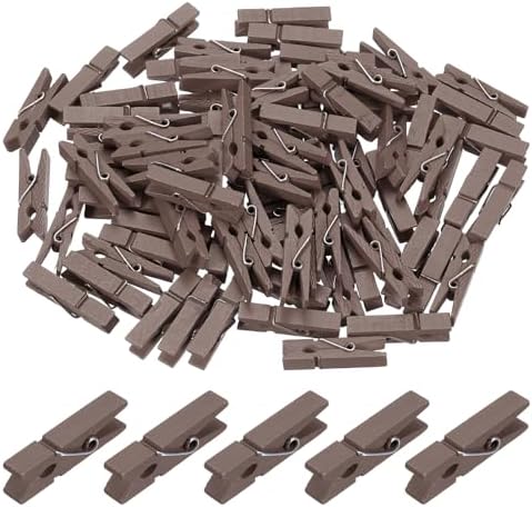 uxcell 100 Pcs Wooden Clothespins, 1.4 Inch Clothes Pins Wooden Colored Small by uxcell