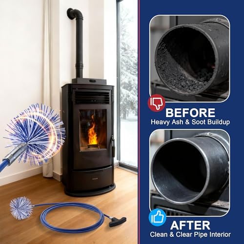 Pellet Stove Cleaning Brush Kit, 10FT Flexible Steel Rod - Image 4