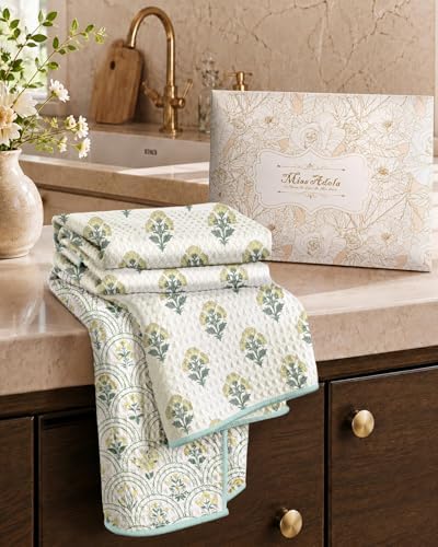 Miss Adola Reversible Microfiber Kitchen Towels Set of 2, Vintage Block - Image 6