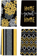 Artoid Mode Black Gold Stripes Home Sweet Home Boho Spring Kitchen Towels Dish by ArtoidMode