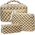 BuyCard Quilted Makeup Bag Set, CuteFloral Cotton Coquette Makeup Bag Toiletry by BuyCard