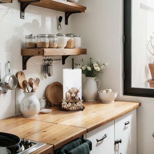 Shimeyao Highland Cow Paper Towel Holder Rustic Metal Stand Kitchen Decor - Image 5
