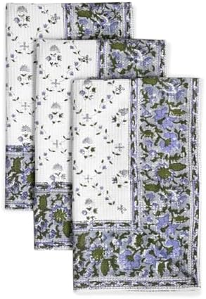 Ridhi Powder Blue Hand Block Print 100% Cotton Kitchen Towels, 16x28 Inch - Image 2