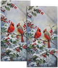 Winter Red Bird Hand Towels Pack of 2 Sweet Couple Cardinal Fingertip Towels by Granbey