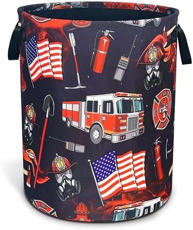 Fire Truck Fireman Laundry Basket Foldable Oxford Cloth 18.9 x 16.5 Inch by Unknown