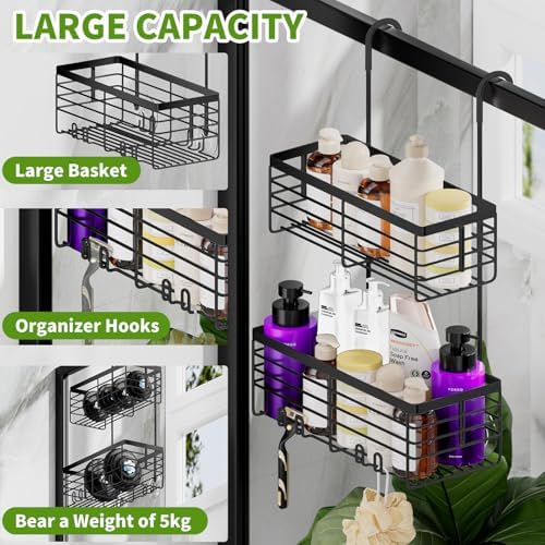 SHANSHUI Shower Hanging Caddy, Double Bathroom Showers Organizer Basket - Image 4