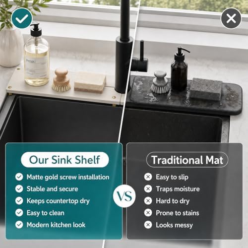2PCS Stone Faucet Mat for Kitchen Sink, Water Absorbing Sink Tray Organizer for - Image 7