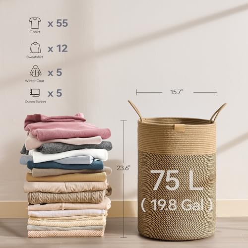 Nunsino Laundry Hamper 75L, Large Laundry Basket - Image 6