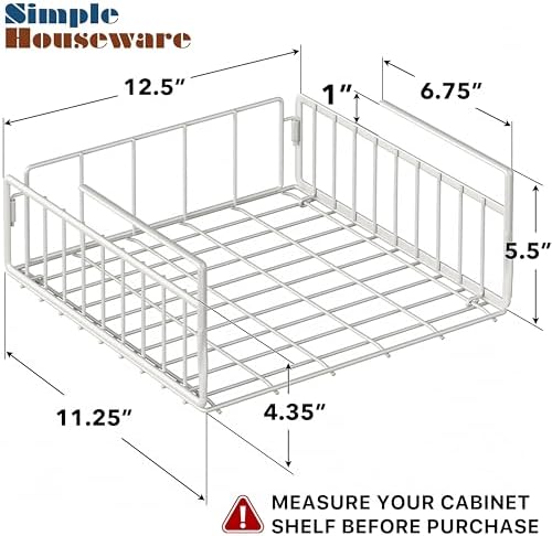 Simple Houseware 2-Pack Under Shelf Wire Metal Basket Shelf - Image 2