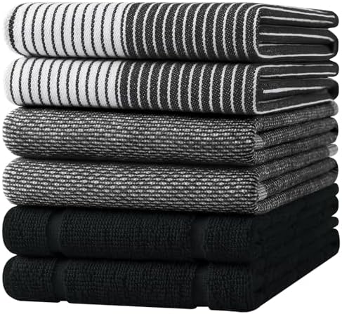 Homaxy 6 Pack Cotton Terry Premium Kitchen Towels, 18 x 28 in by Homaxy