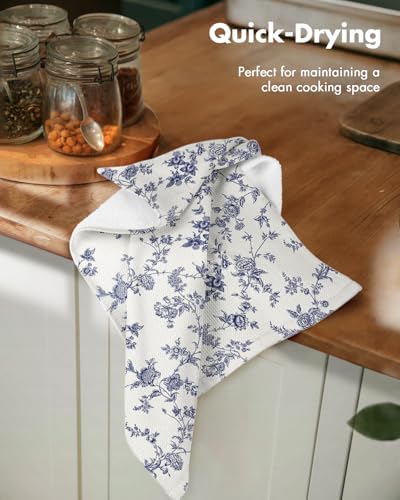 Miss Adola 2pcs Cotton Waffle Kitchen Towels, Toile Print - Image 2