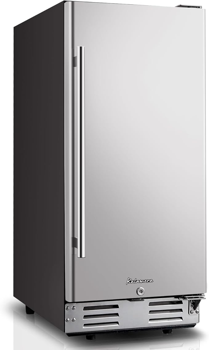 Kalamera Beverage Refrigerator, 15 inch Under Counter Beer Fridge for 104 Cans w/ 32-41℉ Temperature Range, Drink Fridge with Stainless Steel Door…
