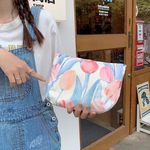SxoSyo Cosmetic Bags for Women Makeup Pouch Large Canvas Purse - Image 5