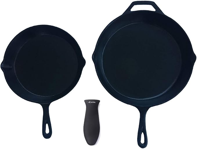 Silicone Hot Handle Holders, Potholders (5-Pack Mix Black) for Cast Iron Skillets, Pans, Frying Pans & Griddles, Metal and Aluminum Cookware Handles - Sleeve Grip, Handle Cover