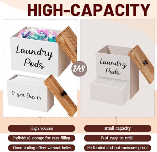 Dandat 3 Pcs Wood Laundry Pods Container Farmhouse Decoration Laundry Room - Image 3