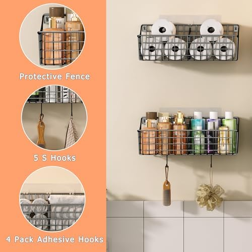 4 Pack EXTRA LARGE Hanging Wall Mount Storage Baskets - Image 2