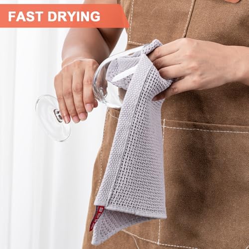Kitchen Towels 6-Pack Kitchen Dish Cloths, 100% Cotton, 12x12 In, Light Grey - Image 4