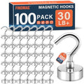 FINDMAG Magnetic Hooks for Cruise Cabins, 30LB+ Magnetic Hooks, 100 Pack by FINDMAG