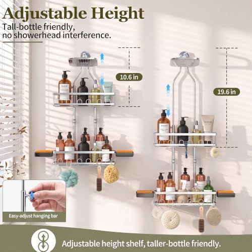 Skyapex Shower Caddy Hanging: Adjustable Height, Rustproof Shelves - Image 4