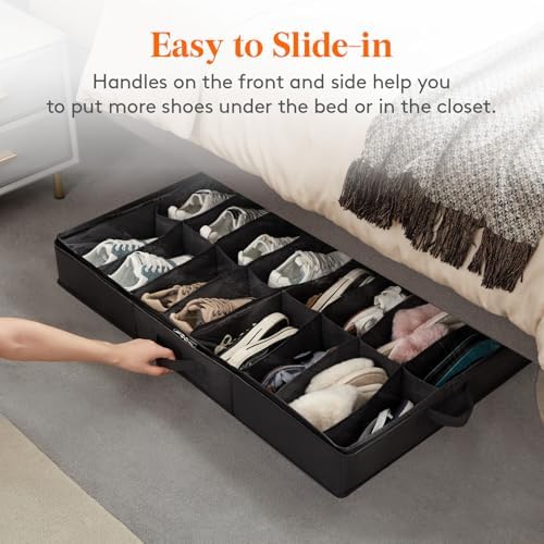 Lifewit Under Bed Shoe Storage Organizer 2 Pack, 4.3 Inches Profile Fabric - Image 6