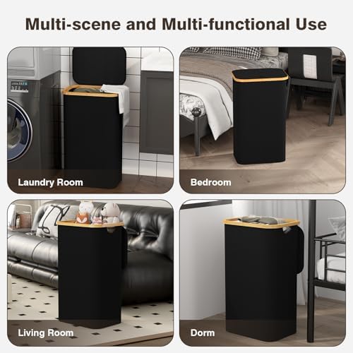 Bathola Laundry Hamper with Lid, Laundry Basket with Removable Bag - Image 7