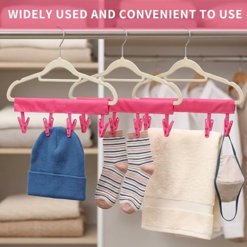 Mini Clothespins Travel Hangers 3-Pack Rose Red, Foldable Portable Clothes - Image 5