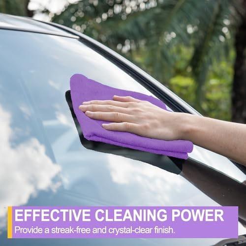 Microfiber Cleaning Cloth, 12 Pack Purple Cleaning Rags, Reusable Microfiber - Image 6