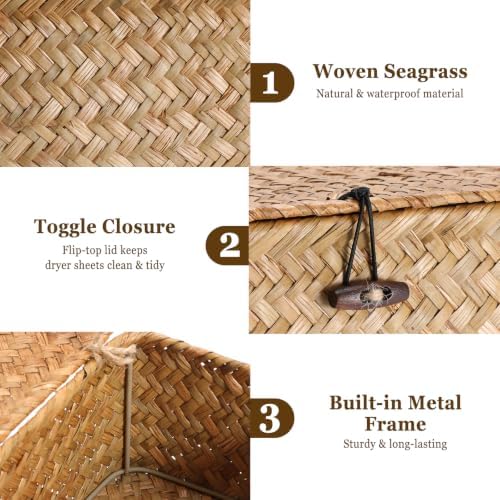 Dryer Sheet Holder, Woven Seagrass Dryer Sheets Container - Image 5