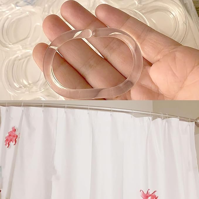 24 Pcs Clear Plastic Shower Curtain Hooks - Image 4