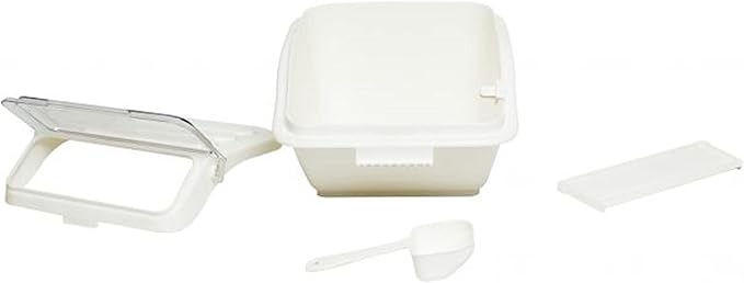 TrueCraftware- 2 Gallon (40 Cups) Shelf Ingredient Bin White with Clear Flip Top Lid & Measuring Scoop- Stackable Plastic Kitchen Pantry Storage Bin for Dry Food Flour Sugar Kitchen Restaurant