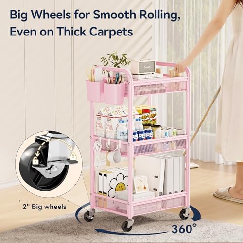 YASONIC 3 Tier Metal Rolling Cart - Image 4