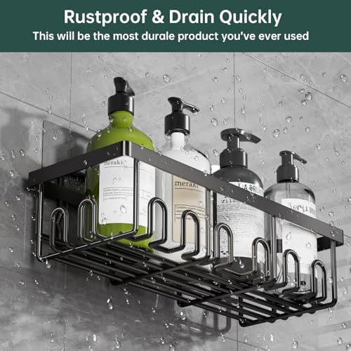 5-Pack Adhesive Shower Caddy for Bathroom & Home Decor Black - Image 3
