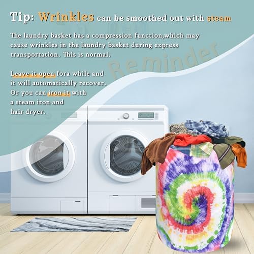 Tie Dye Laundry Basket Oxford Cloth Foldable Hamper 18.9x16.5 Inch - Image 6