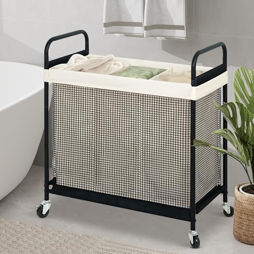 STO STO Laundry Hamper 3 Section, 120L Rolling Laundry Sorter Cart - Image 3