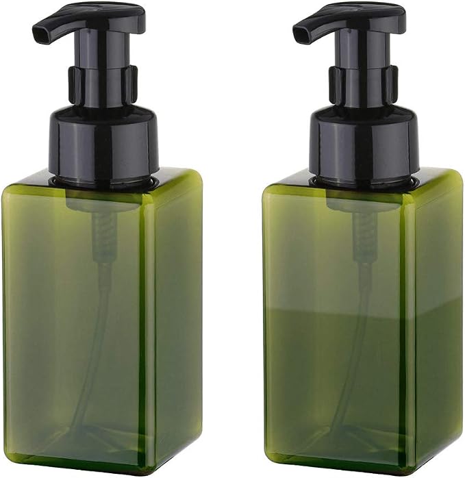 Foaming Soap Dispenser, 15oz Plastic Refillable Pump Bottle, 2 Pack, Shampoo & by UUJOLY