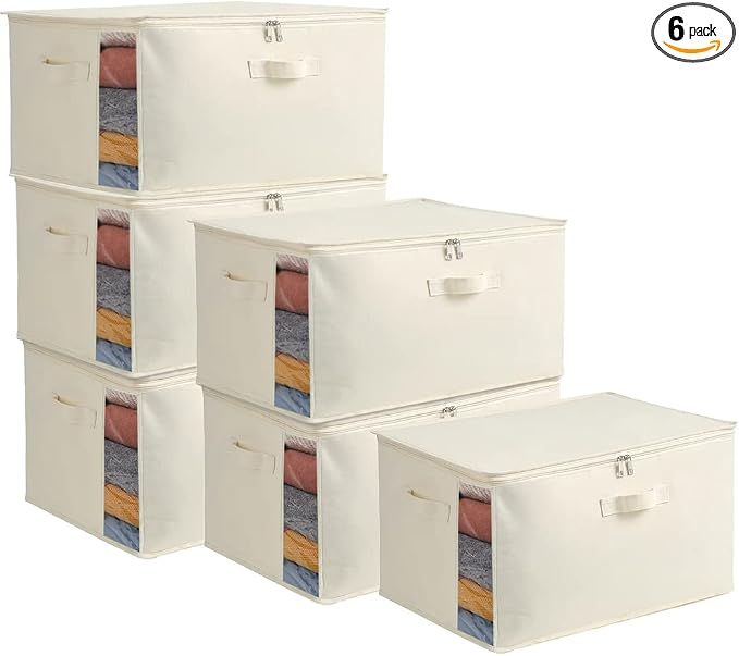6 Pack Canvas Comforter Storage Bags by Vailando