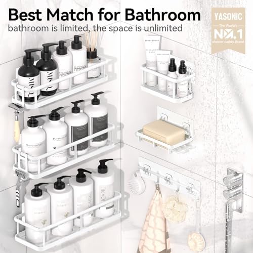 YASONIC Shower Caddy Adhesive, Rustproof Shower Organizer - Image 2