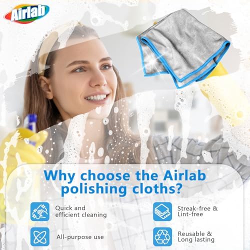 Airlab Glass Polishing Streak Free Miracle Cleaning Cloth, Sliver-Blue - Image 3