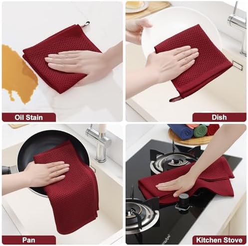 Homaxy 10 Pack 100% Cotton Kitchen Towels and Dishcloths Set - Image 5