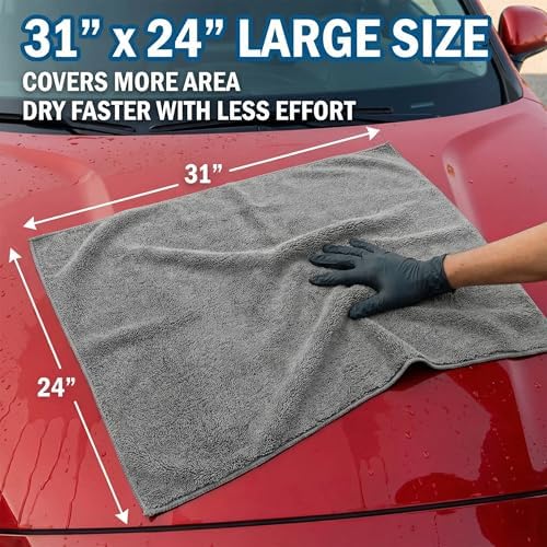 2 Pack Professional Large Microfiber Car Drying Towels, Microfiber Towels - Image 5
