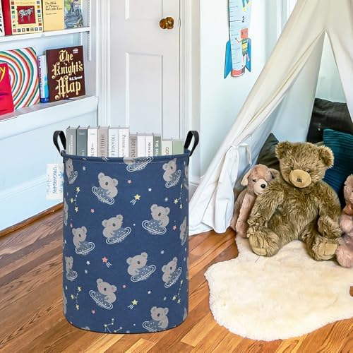 Round Laundry Basket Collapsible Storage Hamper Organizer Space Koala - Image 4