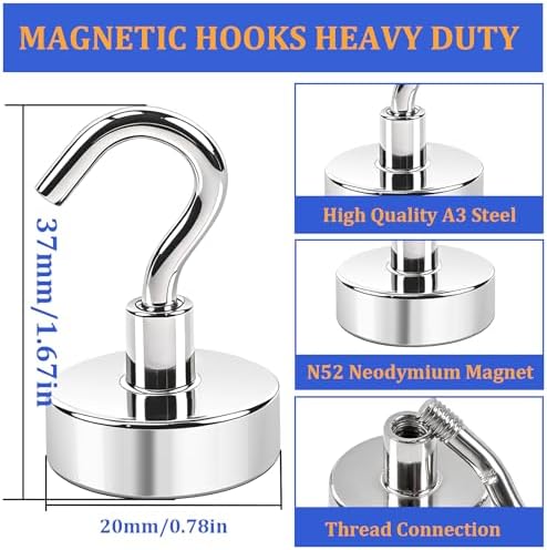 30Pack Magnetic Hooks Heavy Duty, 0.8" Strong Magnet Holder - Image 2