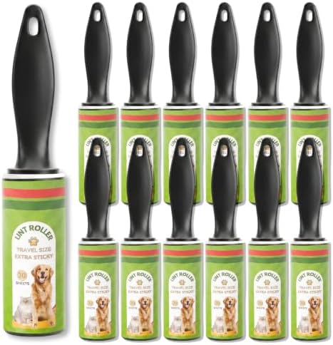 12 Rolls Compact Lint Rollers for Pet Hair Extra Sticky, Dog & Cat Hair Remover by Unknown