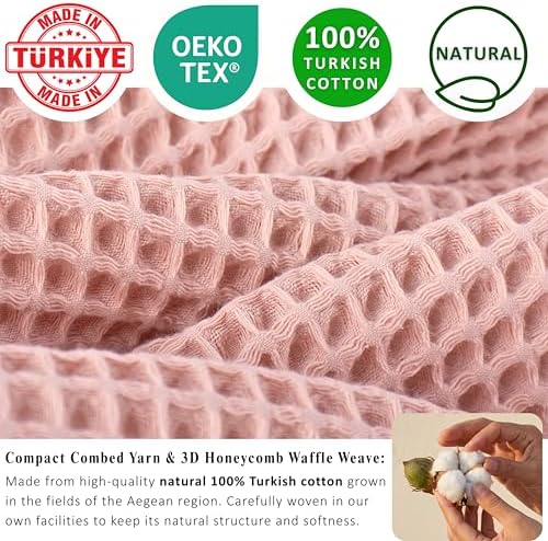 PÜSKÜL Natural 100% Turkish Cotton Waffle Bath Towels Set of 2, Extra-Large - Image 3