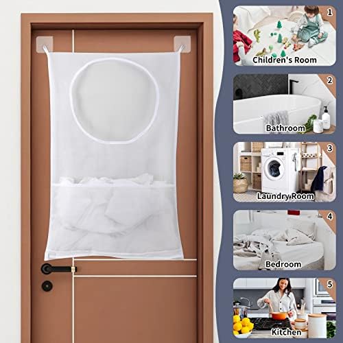 Hanging Laundry Hamper, Over The Door, Whiet 2 Pack - Image 2