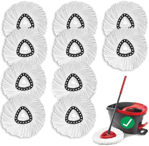 10PCS Spin Mop Replacement, 100% Microfiber, Machine Washable, 360° Rotation by XHAMXE