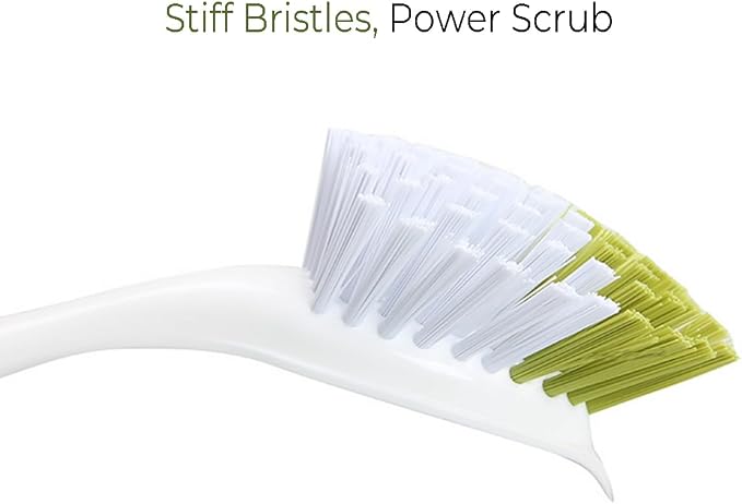 Dish Brush with Handle, Stiff Bristles Dish Scrubber - Image 2