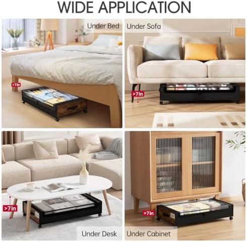 Yecaye Under Bed Storage with Wheels, Underbed Shoe Storage Organizer, Rolling - Image 6