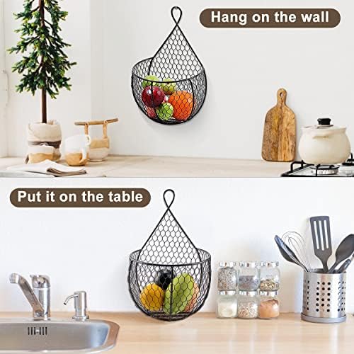 ERYTLLY Metal Fruit And Vegetable Storage Hanging Basket Wall Mounted, Hanging - Image 5
