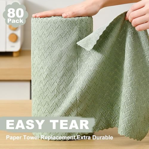 80 Pack Microfiber Cleaning Cloth Roll Reusable Paper Towels 12"x12" Tear Away - Image 3